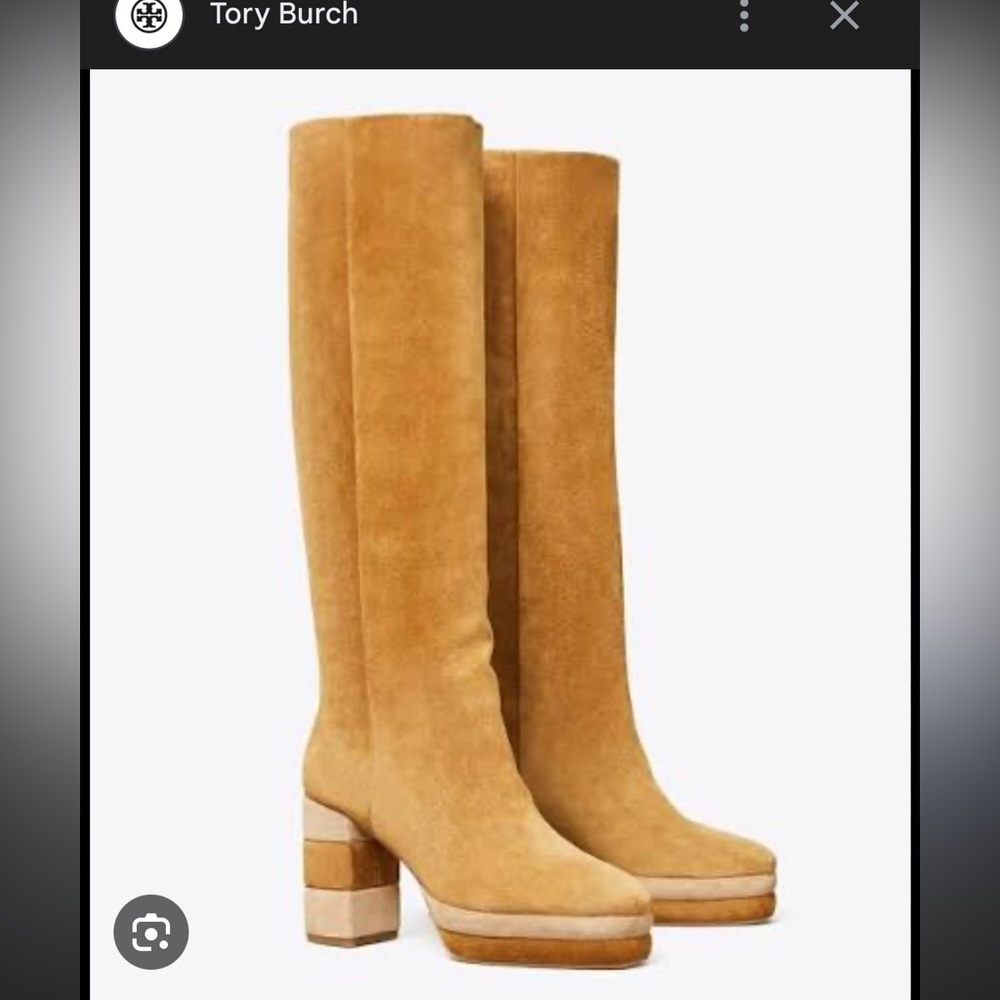 Tory Burch tan suede heeled knee boots